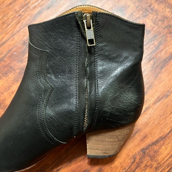 Isabel Marant Dicker Calf Leather Ankle Boots Black Western Booties Sz 37 US 6.5 - Picture 6 of 7